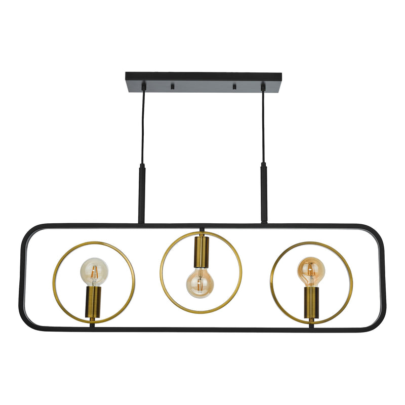Load image into Gallery viewer, Dar Lighting RYO0354 Ryota 3 Light Bar Pendant Satin Black Antique Gold - 37008
