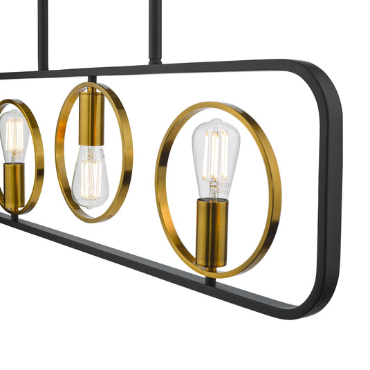 Dar Lighting RYO0354 Ryota 3 Light Bar Pendant Satin Black Antique Gold - 37008