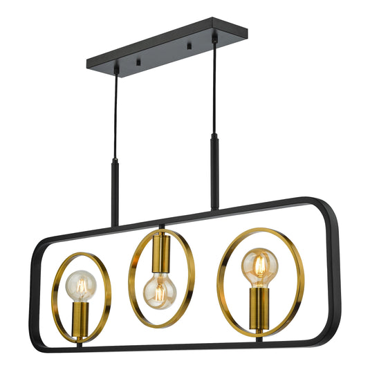 Dar Lighting RYO0354 Ryota 3 Light Bar Pendant Satin Black Antique Gold - 37008