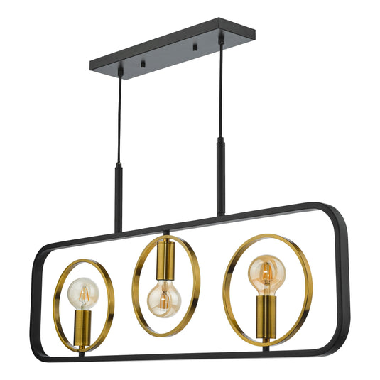 Dar Lighting RYO0354 Ryota 3 Light Bar Pendant Satin Black Antique Gold - 37008