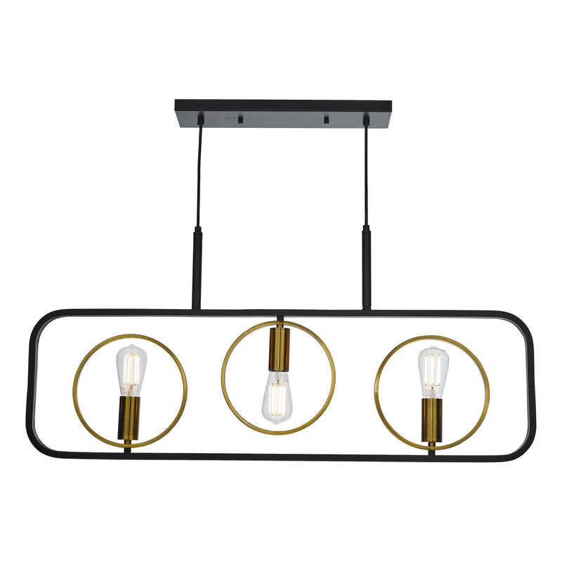 Load image into Gallery viewer, Dar Lighting RYO0354 Ryota 3 Light Bar Pendant Satin Black Antique Gold - 37008
