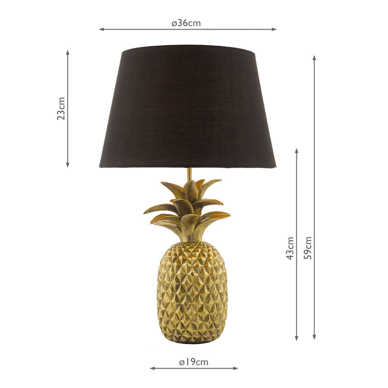 Load image into Gallery viewer, Dar Lighting SAF4235 Safa Pineapple Table Lamp Gold With Shade - 35376
