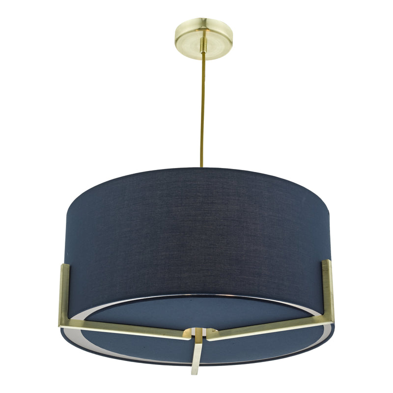 Load image into Gallery viewer, Dar Lighting SAN0323 Santino Pendant Gold C/W Navy Cotton Shade - 35379
