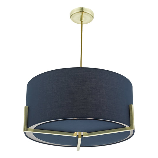 Dar Lighting SAN0323 Santino Pendant Gold C/W Navy Cotton Shade - 35379