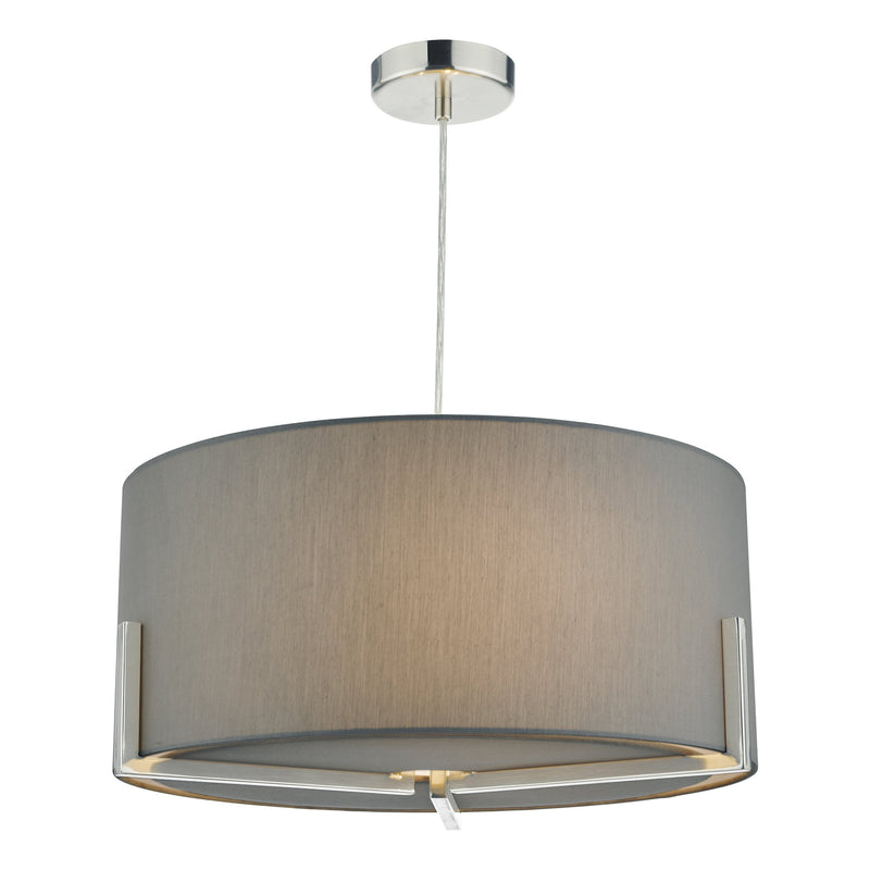 Load image into Gallery viewer, Dar Lighting SAN0339 Santino Pendant Satin Chrome C/W Grey Cotton Shade - 35380

