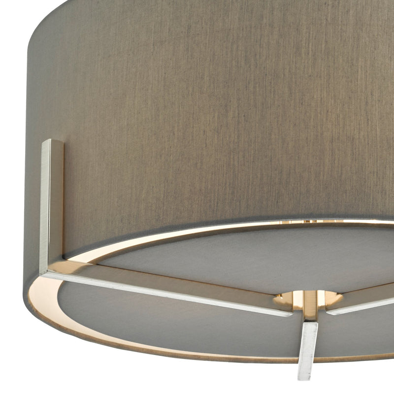 Load image into Gallery viewer, Dar Lighting SAN0339 Santino Pendant Satin Chrome C/W Grey Cotton Shade - 35380
