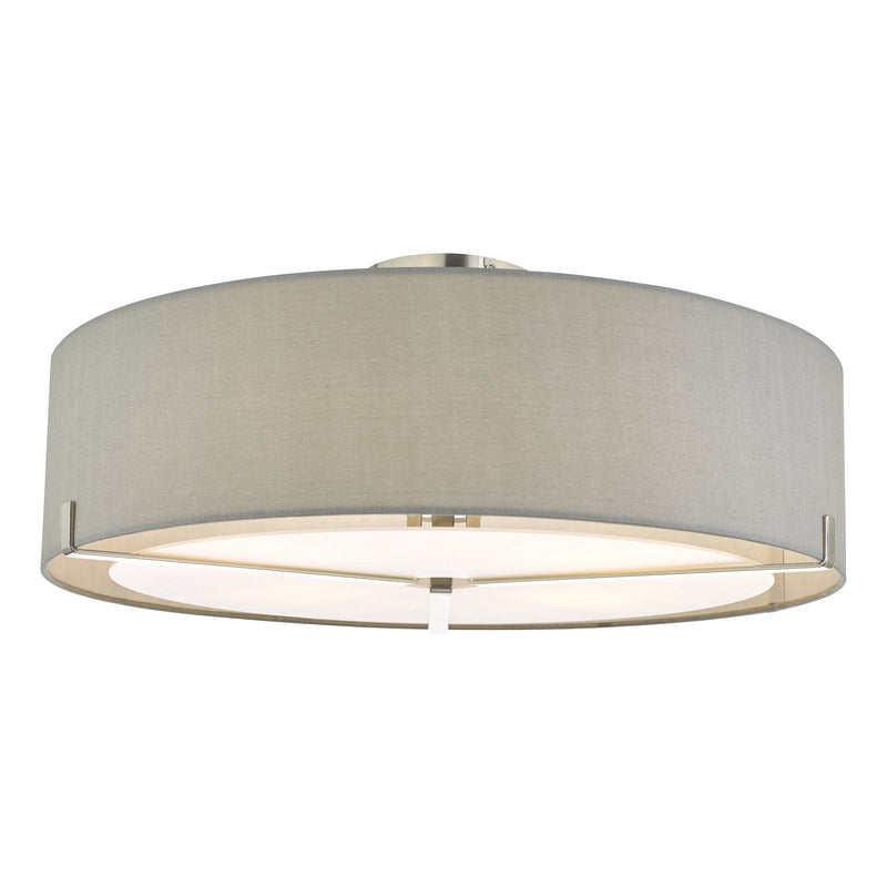 Load image into Gallery viewer, Dar Lighting SAN5339 Santino 3 Light Semi Flush Satin Chrome With Grey Shade - 26520
