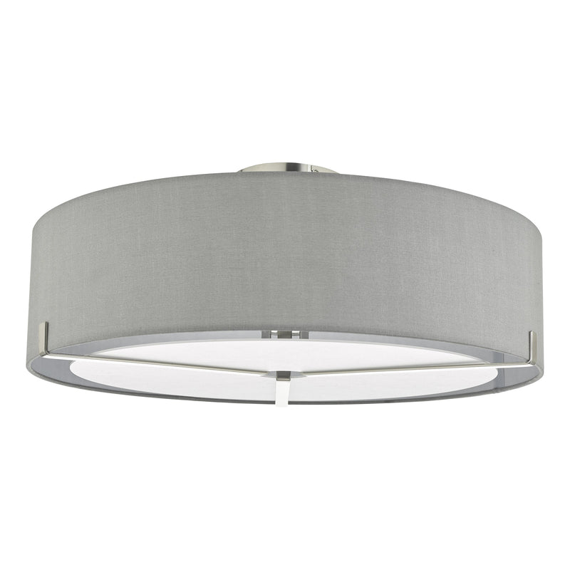 Load image into Gallery viewer, Dar Lighting SAN5339 Santino 3 Light Semi Flush Satin Chrome With Grey Shade - 26520
