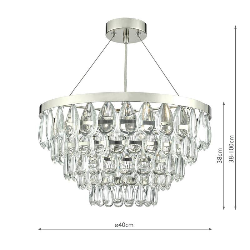 Load image into Gallery viewer, Dar Lighting SCE0350 Sceptre 3 Light Pendant Pebble Style Clear Droppers Polished Chrome Frame - 35381
