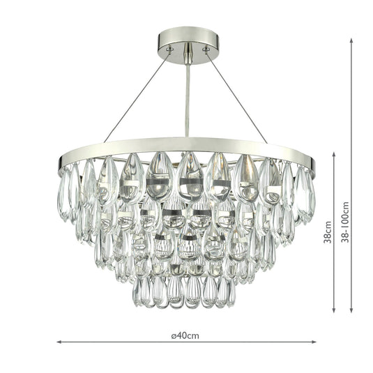 Dar Lighting SCE0350 Sceptre 3 Light Pendant Pebble Style Clear Droppers Polished Chrome Frame - 35381