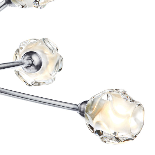 Dar Lighting SEA0646 Seattle 6lt Semi Flush Satin Chrome & Sculptured Glass - 22683