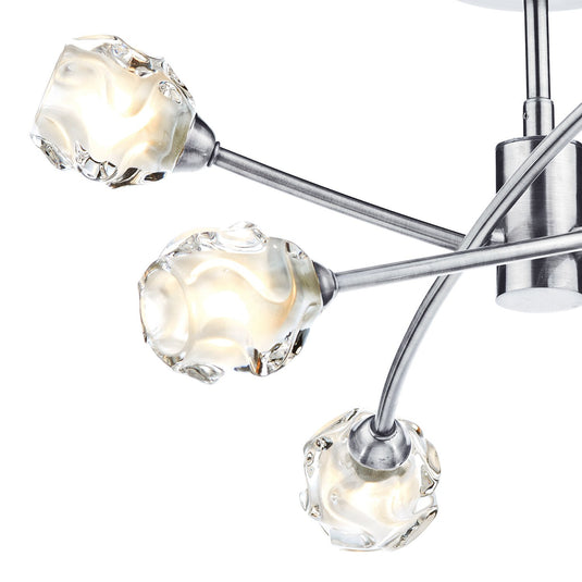Dar Lighting SEA0646 Seattle 6lt Semi Flush Satin Chrome & Sculptured Glass - 22683