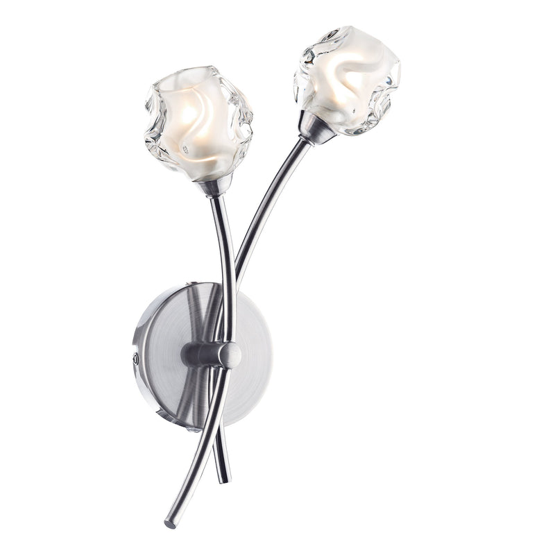 Load image into Gallery viewer, Dar Lighting SEA0946 Seattle 2lt Wall Light Satin Chrome &amp; Sculptured Glass - 22874
