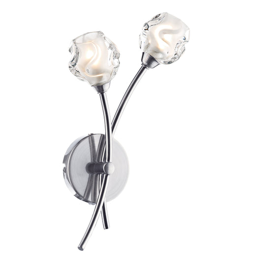Dar Lighting SEA0946 Seattle 2lt Wall Light Satin Chrome & Sculptured Glass - 22874