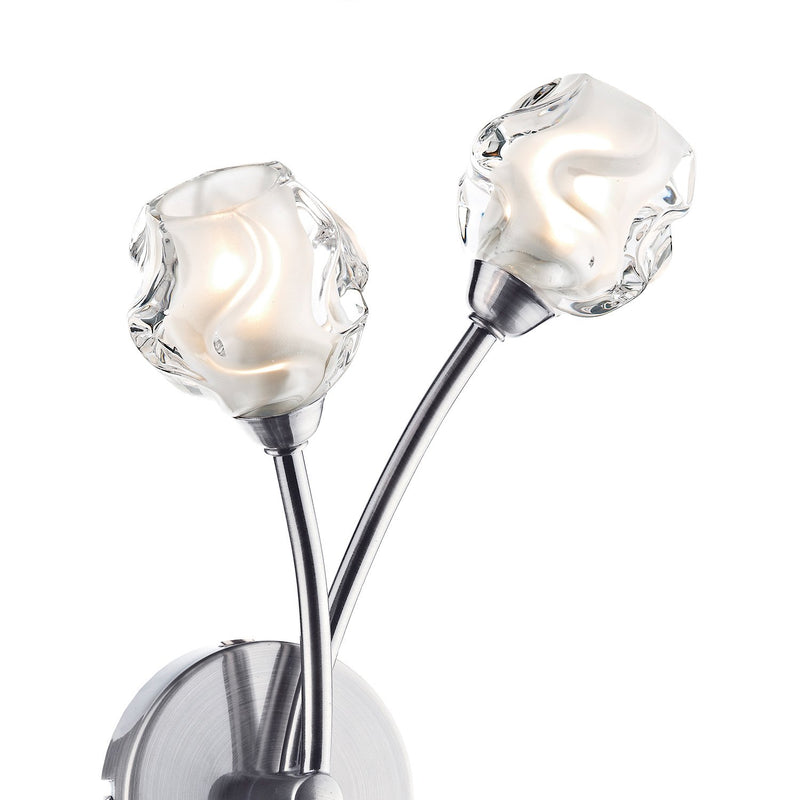 Load image into Gallery viewer, Dar Lighting SEA0946 Seattle 2lt Wall Light Satin Chrome &amp; Sculptured Glass - 22874
