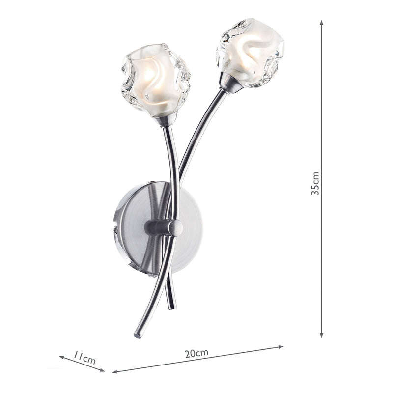 Load image into Gallery viewer, Dar Lighting SEA0946 Seattle 2lt Wall Light Satin Chrome &amp; Sculptured Glass - 22874
