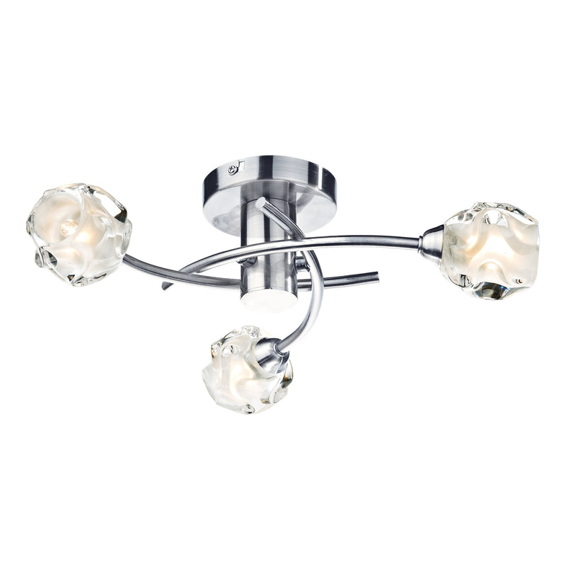 Load image into Gallery viewer, Dar Lighting SEA5346 Seattle 3lt Flush Satin Chrome &amp; Sculptured Glass - 22682
