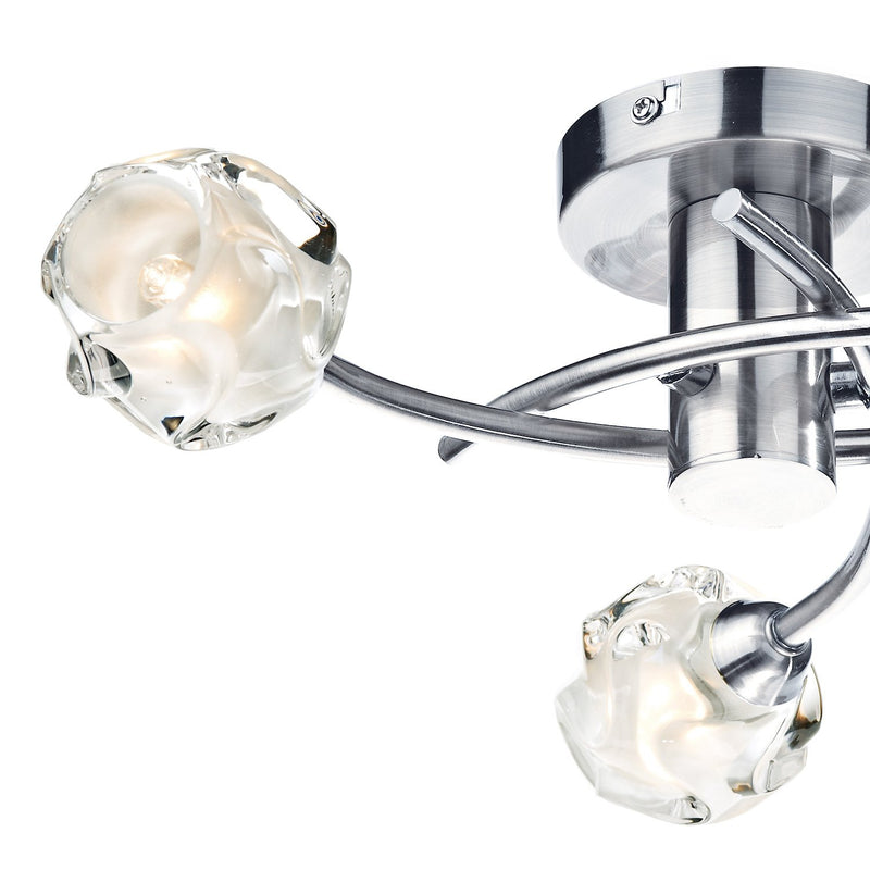 Load image into Gallery viewer, Dar Lighting SEA5346 Seattle 3lt Flush Satin Chrome &amp; Sculptured Glass - 22682
