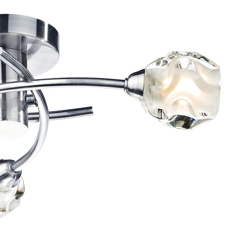 Load image into Gallery viewer, Dar Lighting SEA5346 Seattle 3lt Flush Satin Chrome &amp; Sculptured Glass - 22682
