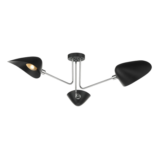 Dar Lighting SEB0322 Sebastian 3 Light Semi Flush Matt Black Polished Chrome - 35387