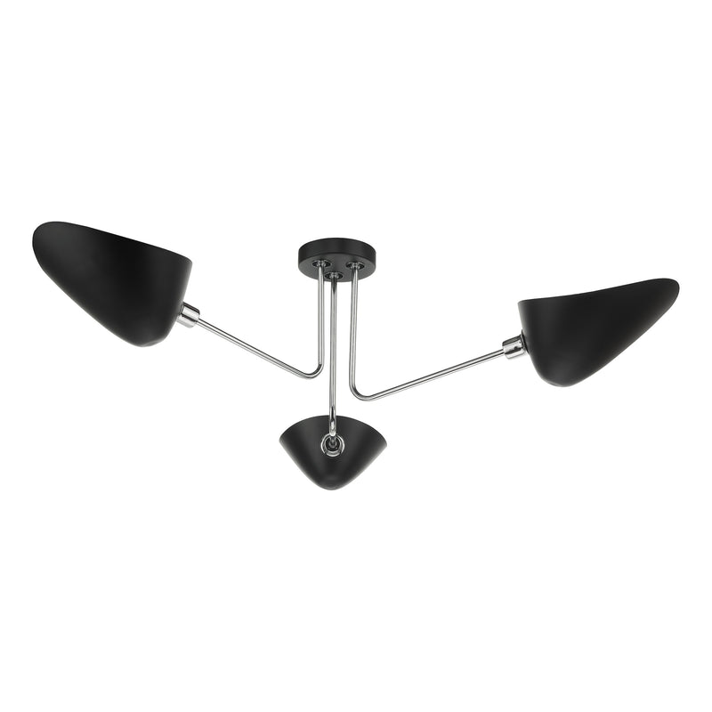 Load image into Gallery viewer, Dar Lighting SEB0322 Sebastian 3 Light Semi Flush Matt Black Polished Chrome - 35387
