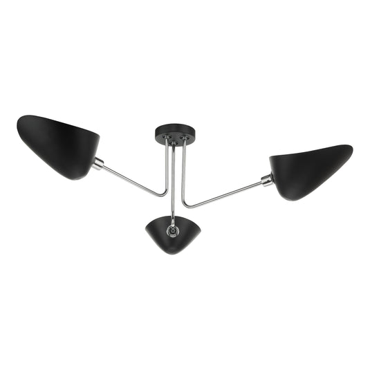 Dar Lighting SEB0322 Sebastian 3 Light Semi Flush Matt Black Polished Chrome - 35387