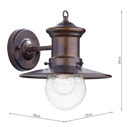 Dar Lighting SED1529 Sedgewick 1 Light Lantern Bronze Down Facing IP44 - 25211