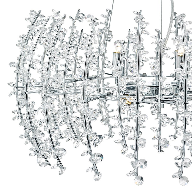 Load image into Gallery viewer, Dar Lighting SES0650 Sestina 6 Light Pendant Crystal Beads Chrome Frame - 35393
