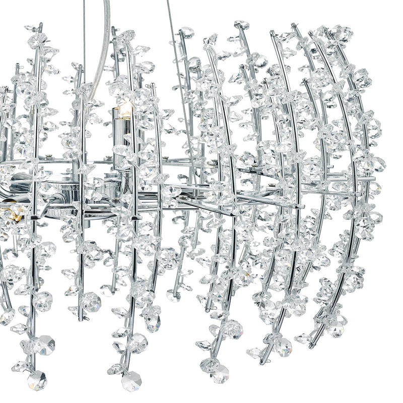 Load image into Gallery viewer, Dar Lighting SES0650 Sestina 6 Light Pendant Crystal Beads Chrome Frame - 35393
