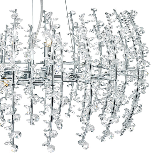 Dar Lighting SES0650 Sestina 6 Light Pendant Crystal Beads Chrome Frame - 35393