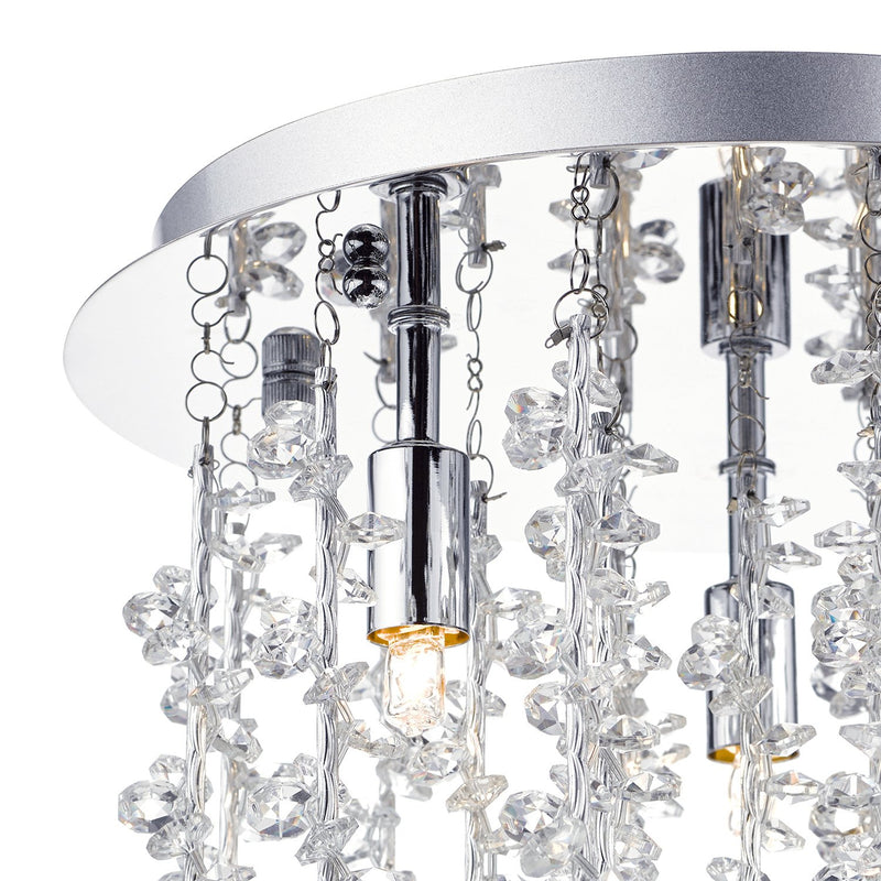 Load image into Gallery viewer, Dar Lighting SES5250 Sestina 3 Light G9 Flush With Decorative Rods and Crystal Beads - 20840
