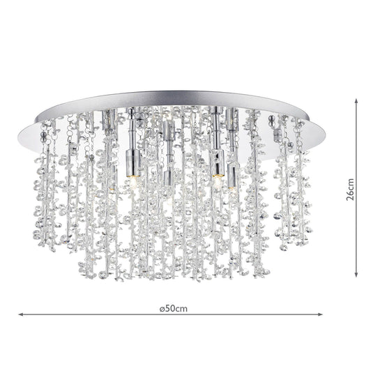Dar Lighting SES5350 Sestina 5 Light G9 Flush Decorative Rods and Crystal Beads - 23876