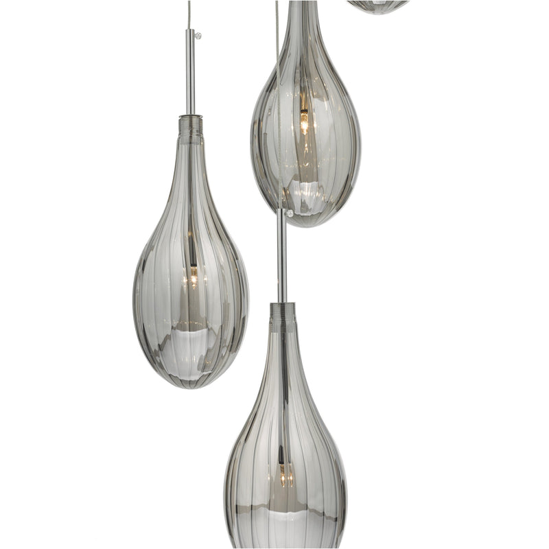 Load image into Gallery viewer, Dar Lighting SET6410 Seta 6lt Cluster Pendant Smoked &amp; Polished Chrome - 35394

