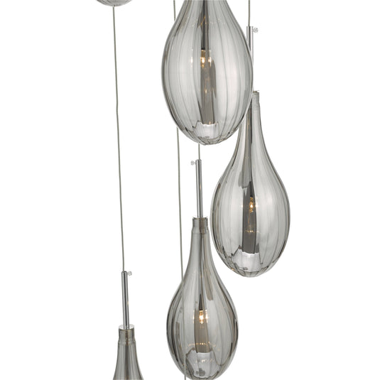 Dar Lighting SET6410 Seta 6lt Cluster Pendant Smoked & Polished Chrome - 35394
