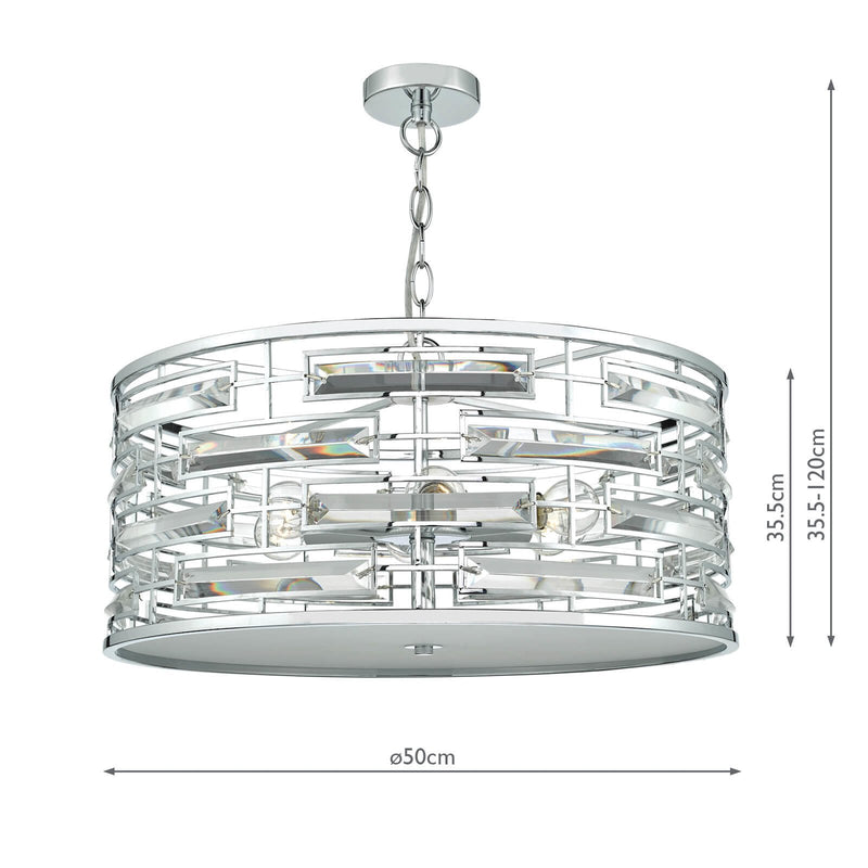 Load image into Gallery viewer, Dar Lighting SEV0650 Seville 6 Light Pendant K9 Crystal Polished Chrome - 35395
