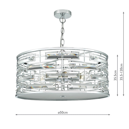 Dar Lighting SEV0650 Seville 6 Light Pendant K9 Crystal Polished Chrome - 35395