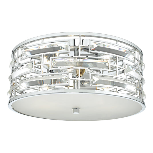 Dar Lighting SEV5250 Seville 3lt Flush Polished Chrome & Crystal C/W Diffuser - 35397