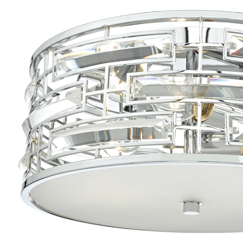 Load image into Gallery viewer, Dar Lighting SEV5250 Seville 3lt Flush Polished Chrome &amp; Crystal C/W Diffuser - 35397

