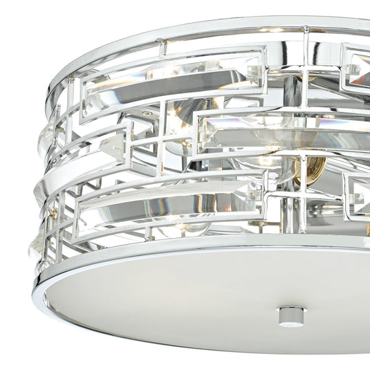 Dar Lighting SEV5250 Seville 3lt Flush Polished Chrome & Crystal C/W Diffuser - 35397