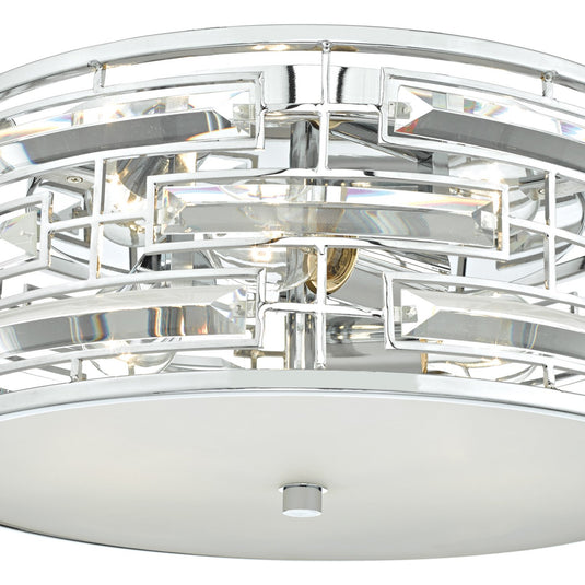 Dar Lighting SEV5250 Seville 3lt Flush Polished Chrome & Crystal C/W Diffuser - 35397