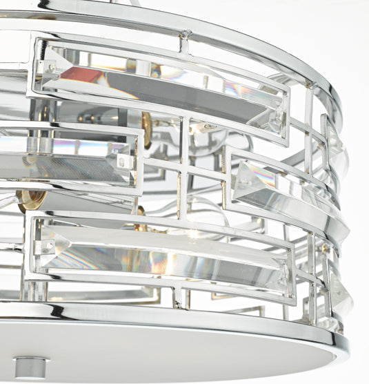 Dar Lighting SEV5250 Seville 3lt Flush Polished Chrome & Crystal C/W Diffuser - 35397