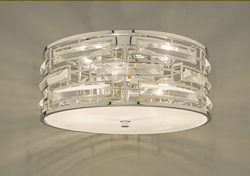Load image into Gallery viewer, Dar Lighting SEV5250 Seville 3lt Flush Polished Chrome &amp; Crystal C/W Diffuser - 35397
