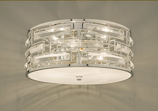 Dar Lighting SEV5250 Seville 3lt Flush Polished Chrome & Crystal C/W Diffuser - 35397
