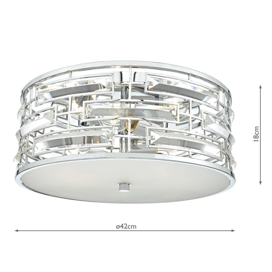 Dar Lighting SEV5250 Seville 3lt Flush Polished Chrome & Crystal C/W Diffuser - 35397