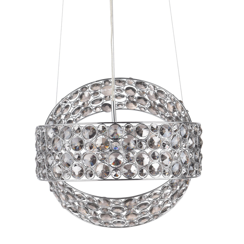 Load image into Gallery viewer, Dar Lighting SEW0310 Sewanee Rings 3 Light Pendant Smoked Crystal Polished Chrome - 37012
