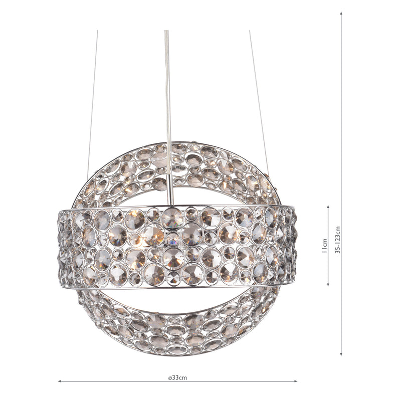 Load image into Gallery viewer, Dar Lighting SEW0310 Sewanee Rings 3 Light Pendant Smoked Crystal Polished Chrome - 37012
