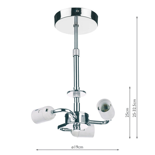 Dar Lighting SF5350 3lt Semi Flush Suspension Polished Chrome - 35398