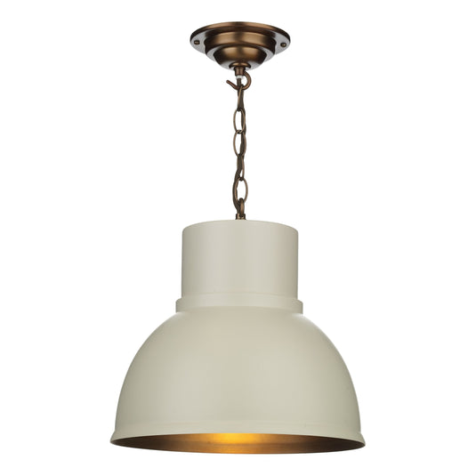 David Hunt Lighting SHO0112AB SHOREDITCH Single small pendant Cotswold cream with antique brass inner DHL