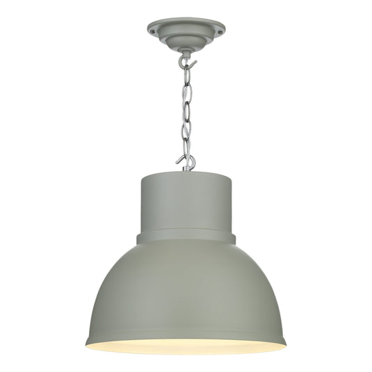David Hunt Lighting SHO0139 SHOREDITCH Single small pendant Powder Grey with white inner DHL