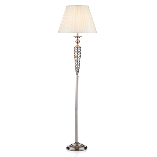 Dar Lighting SIA4946 Siam Floor Lamp complete with Shade Satin Chrome - 18725
